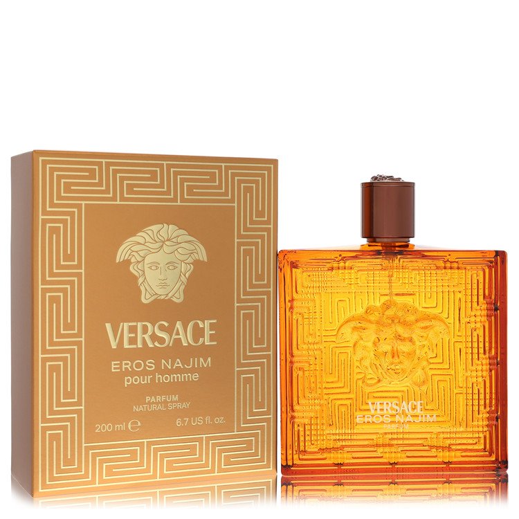 Versace Eros Najim pour homme perfume bottle and packaging on a white background