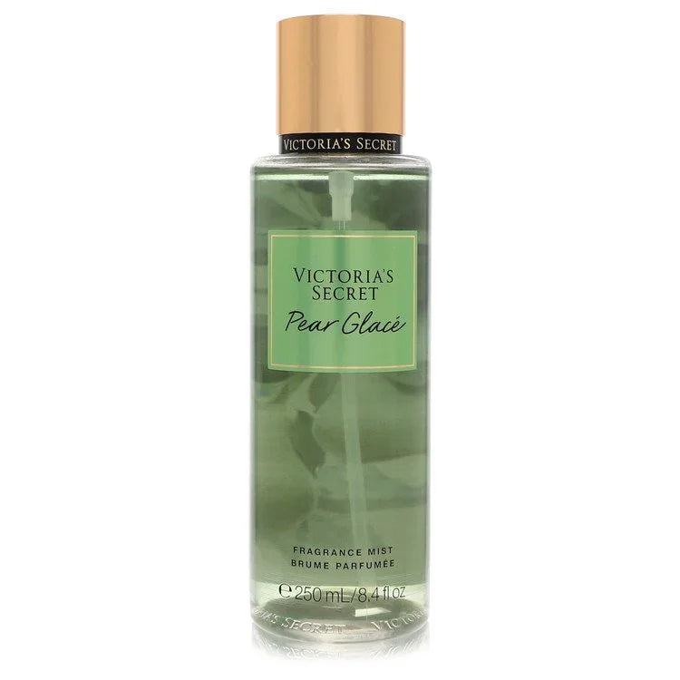 Victoria's Secret Pear Glace fragrance mist bottle on a white background