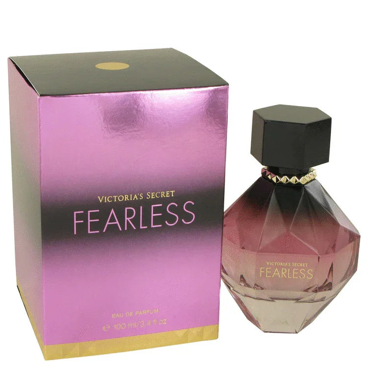 Victoria's Secret Fearless Eau de Parfum bottle — luxury women's fruity floral fragrance featuring radiant notes of black currant, purple diamond iris, and earthy vetiver