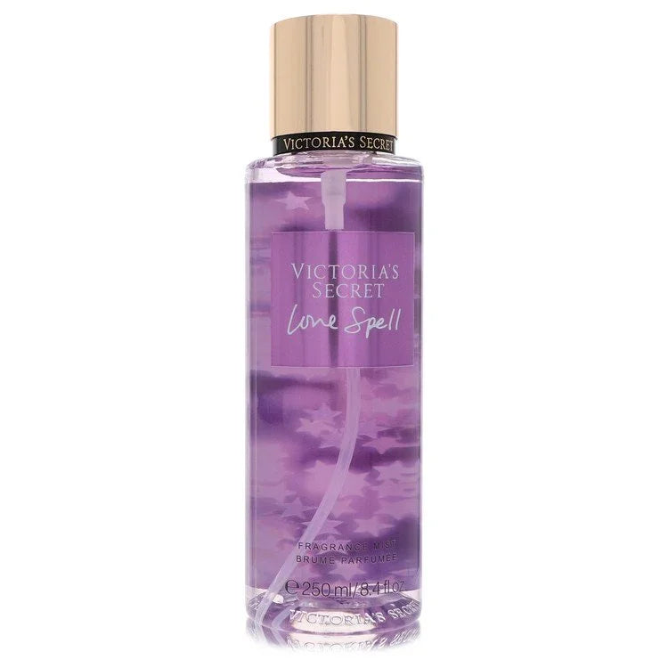 Victoria's Secret Love Spell Perfume bottle, fruity floral fragrance with cherry blossom, peach, red apple, jasmine, lilac, lily-of-the-valley, musk, tamarind, and white woods