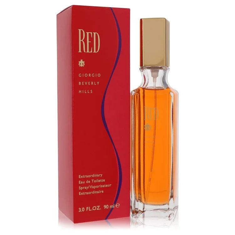 Giorgio Beverly Hills Red perfume bottle and packaging on a white background