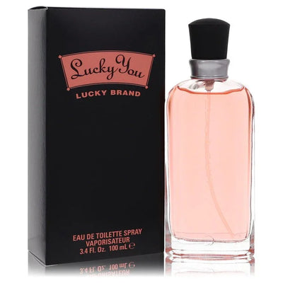 Liz Claiborne Lucky You Eau de Toilette soft pink translucent bottle — luxury women's floral fruity fragrance featuring unique notes of hyacinth and blue poppy
