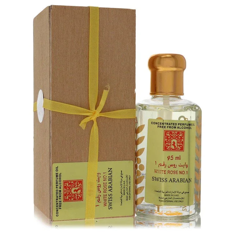 Swiss Arabian White Rose No.1 perfume bottle with packaging on a white background