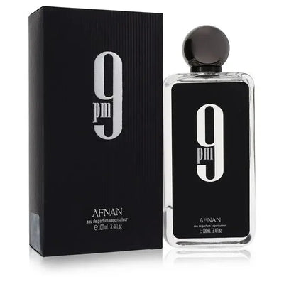 Afnan 9pm perfume bottle and packaging on a white background