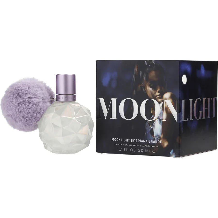 Moonlight perfume by Ariana Grande with lilac pom pom and matching decorative box, 1.7oz