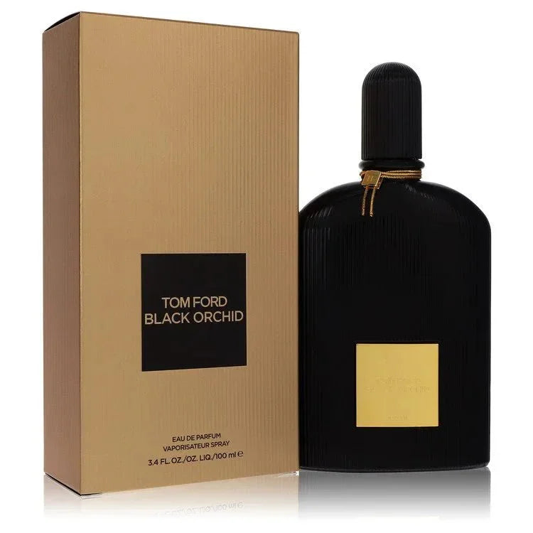 Tom Ford Black Orchid Eau de Parfum spray bottle with matching gold box, 100ml size.