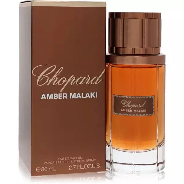 Chopard Amber Malaki Eau de Parfum spray with brown box and amber bottle, 80 ml