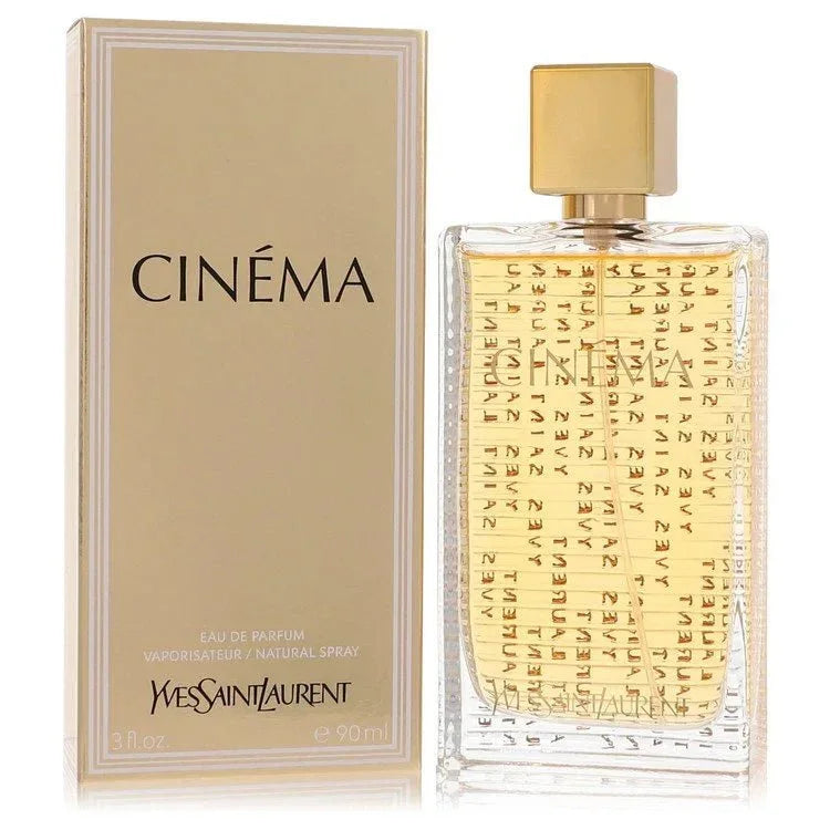 Yves Saint Laurent Cinema Eau de Parfum bottle — luxury women's amber floral fragrance featuring unique notes of clementine, almond blossom, and bourbon vanilla