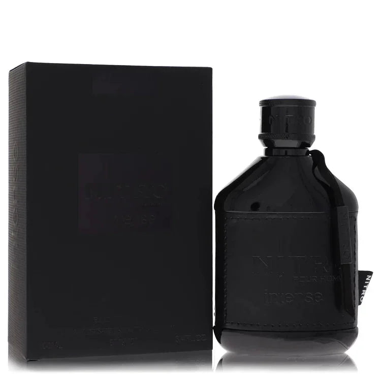 Dumont Nitro Intense perfume bottle — floral fruity fragrance with black currant, pineapple, cognac, lavender, rose, patchouli, amber, tonka bean, sandalwood, and vanilla