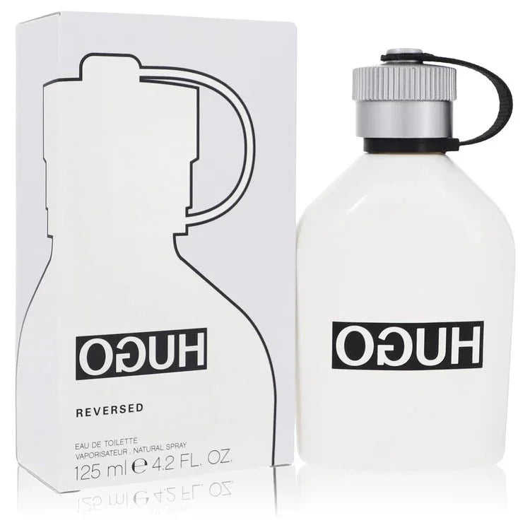 White Hugo Reversed Eau de Toilette spray for men, 125ml, with box and bottle shown.