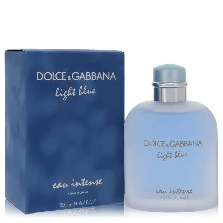 Dolce & Gabbana Light Blue Eau Intense Pour Homme perfume bottle and box, 200ml