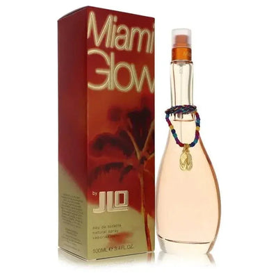 Jennifer Lopez Miami Glow Perfume bottle — Tropical Sweet women fragrance with passionfruit, pink grapefruit, coconut milk, orange blossom, heliotrope, cyclamen, vanilla, amber, and musk