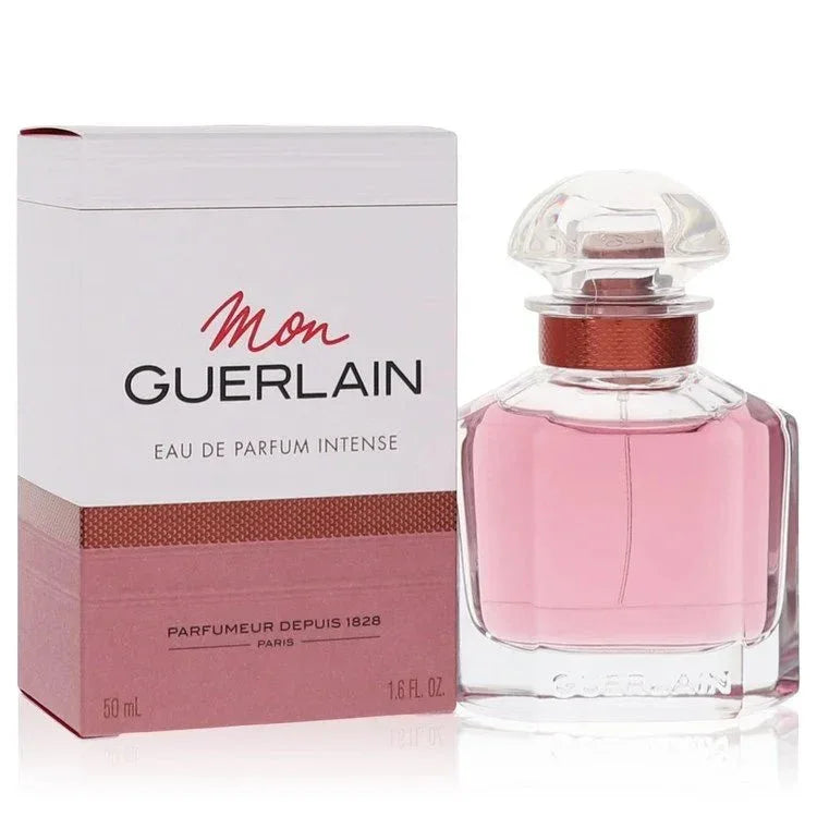 Mon Guerlain Intense Perfume bottle — amber woody floral women’s fragrance with bergamot, lavender, mandarin orange, jasmine sambac, vanilla and sandalwood