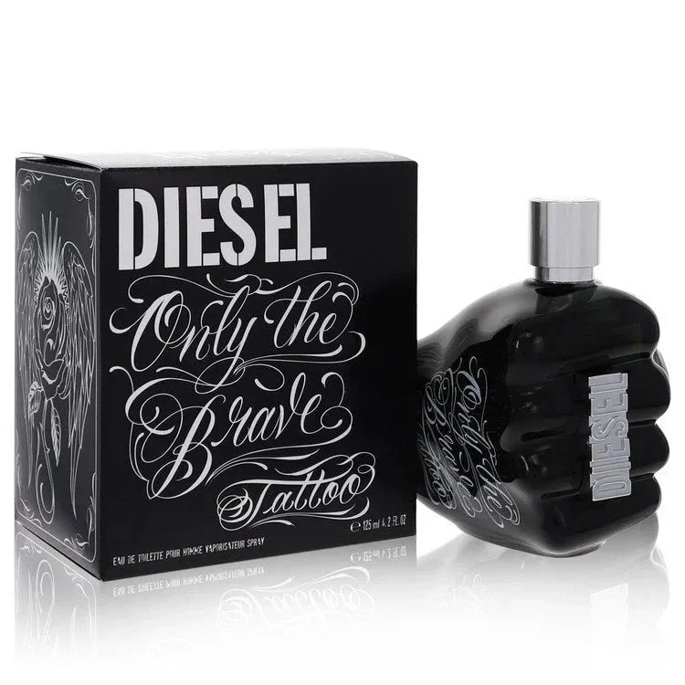 Diesel Only The Brave Tattoo Cologne bottle — Woody Ambery men's fragrance with apple, bergamot, bourbon pepper, tobacco, and benzoin notes