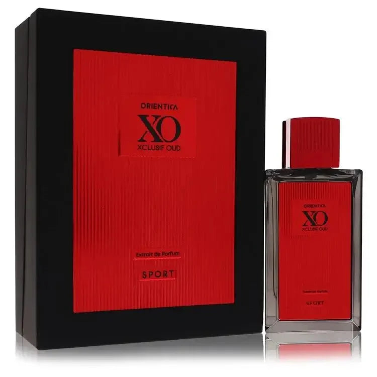 Orientica XO Xclusif Oud Sport Perfume luxury signature heavy athletic flacon displaying its premium design lines, unique carbon textures, and modern capping work against a clean backdrop