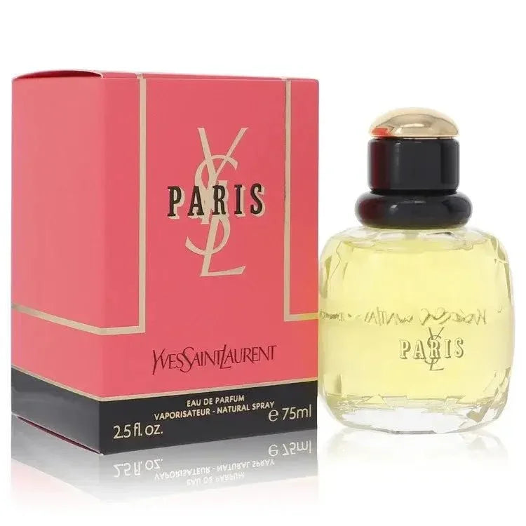 Paris Eau de Parfum spray for women with pink box and clear glass perfume bottle, 75ml