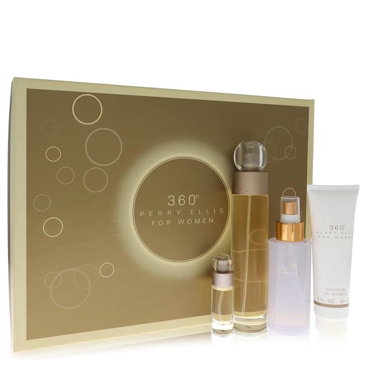 Gift Set - 3.4 oz Eau De Toilette Spray + 4 oz Body Mist + 3 oz Shower Gel + .25 Mini EDT SprayPerry Ellis 360 PerfumeBy Perry Ellis for WomenGuilty Fragrance