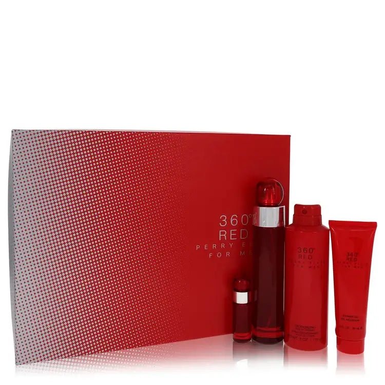 Perry Ellis 360 Red CologneEau De Toilette SprayBy Perry Ellis for MenGift Set - 3.4 oz Eau De Toilette Spray + .25 oz Mini EDT Spray + 6 oz Body Spray + 3 oz Shower Gel