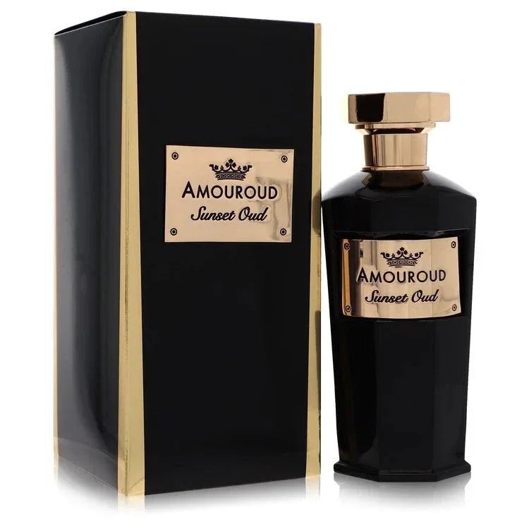Sunset Oud Cologne by Amouroud bottle — amber woody fragrance with yuzu, rosemary, myrrh, white leather, smoked amber, and ou