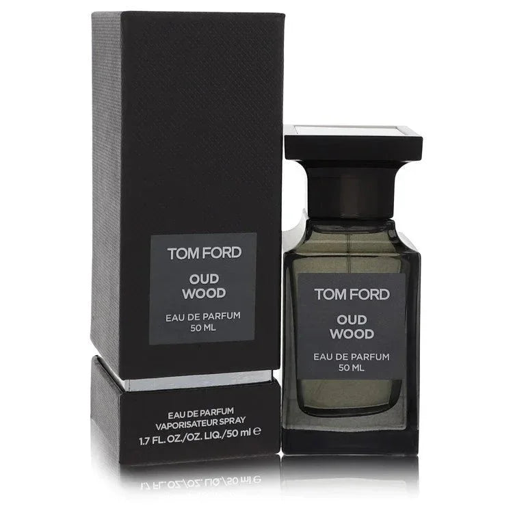 Tom Ford Oud Wood Eau de Parfum 50ml bottle and box for men, luxury fragrance