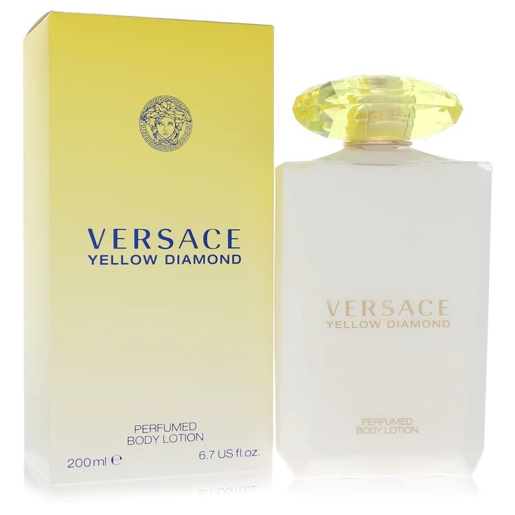 Versace Yellow Diamond PerfumeGuilty FragranceVersace Yellow Diamond perfume bottle and packaging on a white background