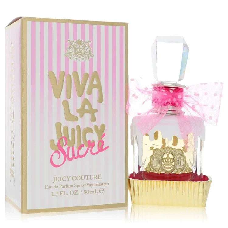 Viva La Juicy Sucre perfume bottle with pink bow and matching box, 50ml eau de parfum spray