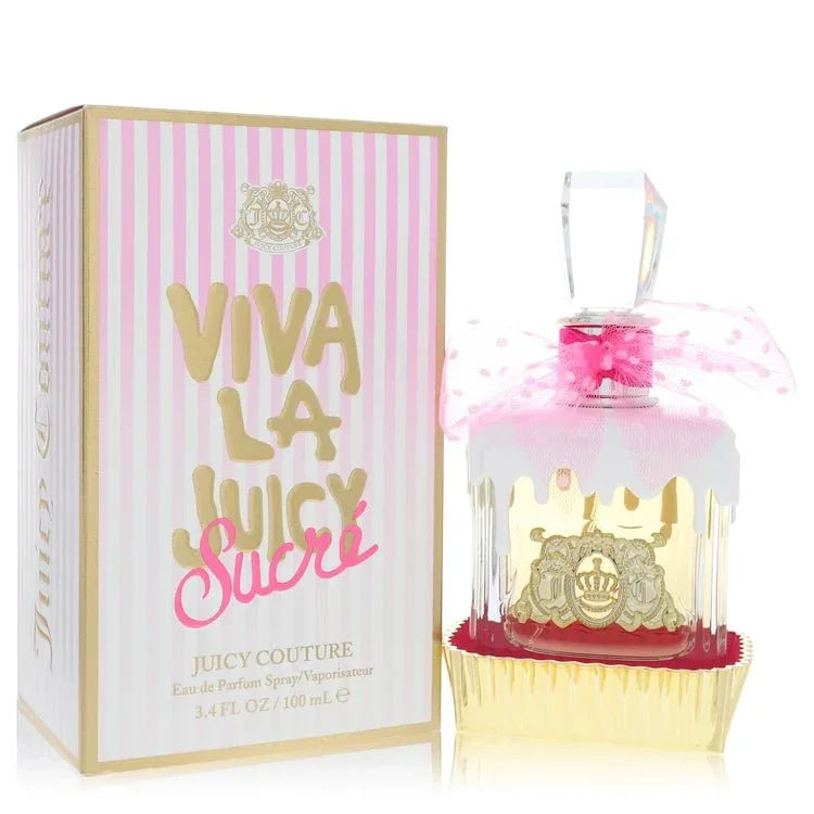 Juicy Couture Viva La Juicy Sucré Eau de Parfum cup-shaped frosted bottle — luxury women's fruity floral gourmand fragrance featuring whipped cream and caramel