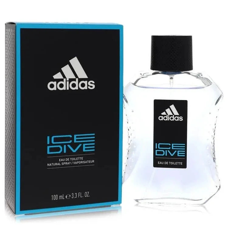 Adidas Ice Dive Eau de Toilette for men with box and clear fragrance bottle, 100ml