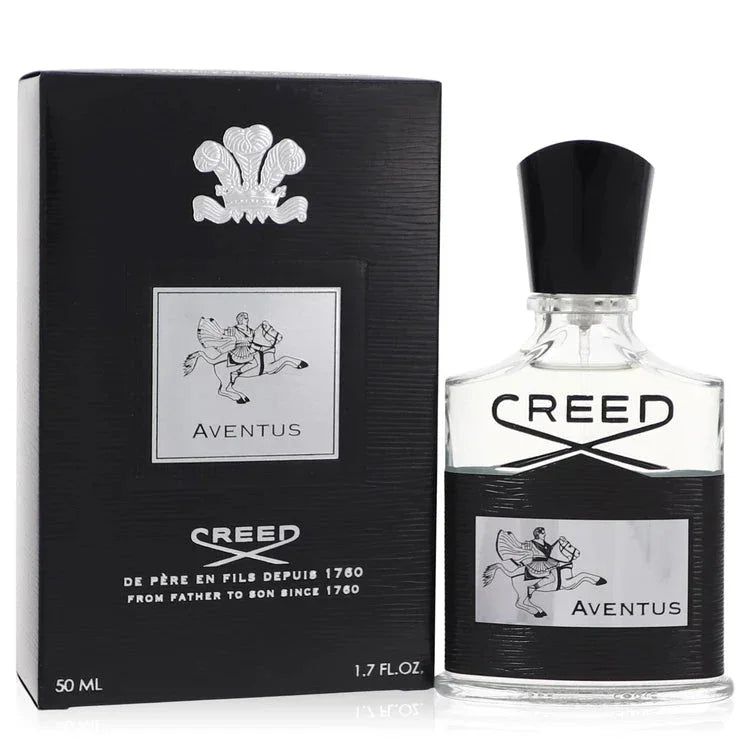 Creed Aventus Eau de Parfum spray 50ml bottle and box, luxury fragrance for men.