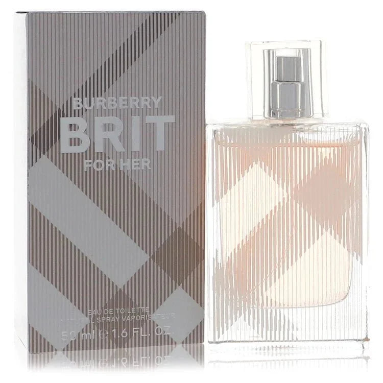 Burberry Brit For Her perfume spray and box with signature plaid design, 50ml