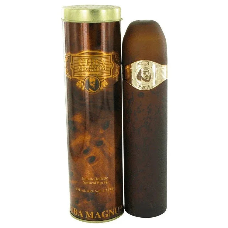 Cuba Magnum Gold cologne bottle and decorative case, brown and gold, eau de toilette spray