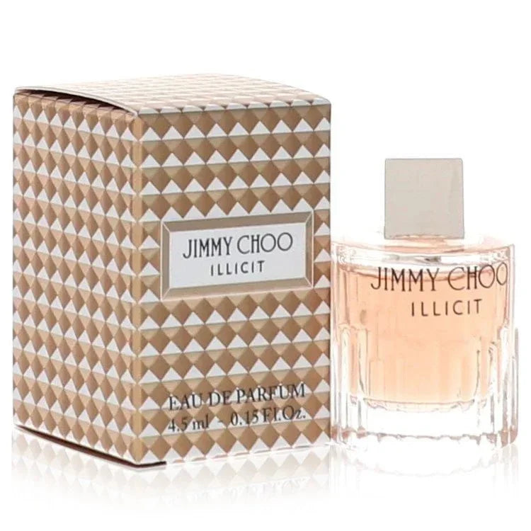 Jimmy Choo Illicit Eau de Parfum spray with gold geometric box and clear perfume bottle