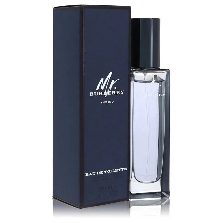 Mr. Burberry Indigo eau de toilette cologne 30ml in dark blue box and clear bottle