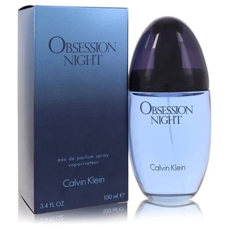 Obsession Night eau de parfum spray for women with blue box and bottle, 100ml