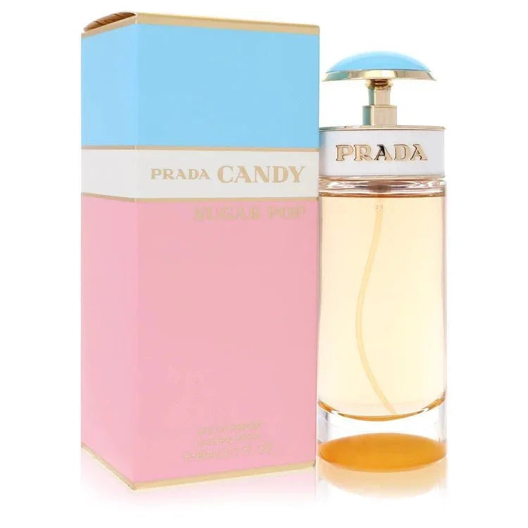 Prada Candy Sugar Pop eau de parfum spray with pastel pink and blue box, women's fragrance