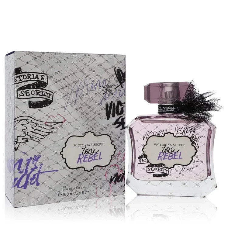 Tease Rebel Eau de Parfum spray bottle and packaging for women, with graffiti-style design.