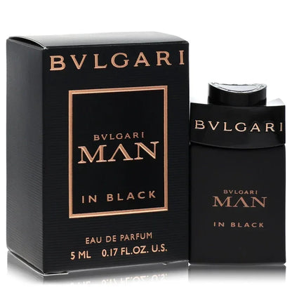 Bulgari Man in Black perfume bottle and packaging on a white background