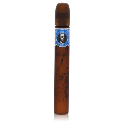 Fragluxe Cuba Blue Cologne signature luxury cigar-shaped flacon displaying its premium metallic blue labeling lines paired with a solid clean backdrop