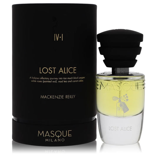Lost Alice by Masque Milano perfume bottle — Whimsical earthy gourmand niche fragrance with black tea, carrot, orris, milk, and sandalwood notes