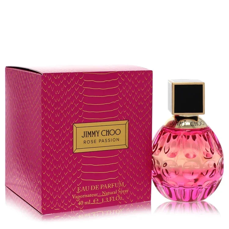 Jimmy Choo Rose Passion Perfume bottle — tropical amber floral fragrance with frangipani, coconut milk, orchid and vanilla
