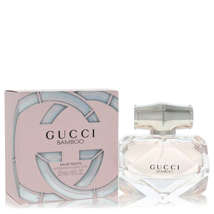 1.6 oz Eau De Toilette Spray
Gucci Bamboo perfume bottle and packaging on a white background