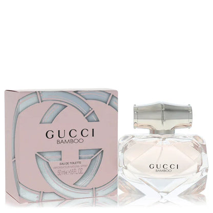 1.6 oz Eau De Toilette Spray
Gucci Bamboo perfume bottle and packaging on a white background