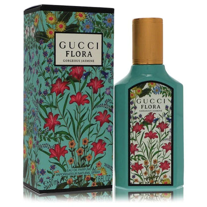 Gucci Flora Gorgeous Jasmine Perfume bottle — Floral Fruity women fragrance with pear, mandarin orange, jasmine sambac, jasmine grandiflorum, brown sugar, and musk