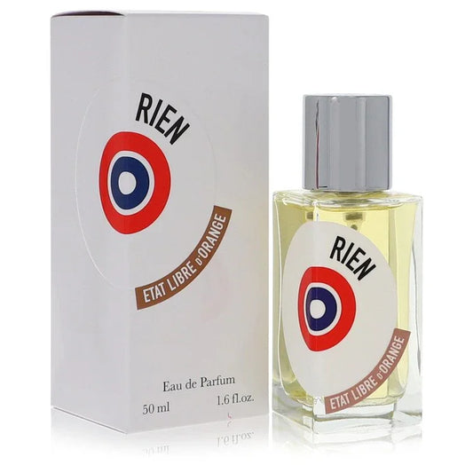 Perfume bottle and packaging of 'RIEN' by Etat Libre d'Orange on a white background