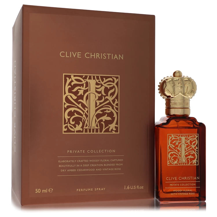 Clive Christian I Woody Floral Perfume bottle — luxury floral woody women's perfume with galbanum, bergamot, rose, jasmine, sandalwood, vetiver, and musk notes.