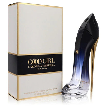 Carolina Herrera Good Girl Légère Eau de Parfum white gold stiletto bottle — amber floral gourmand EDP with ylang-ylang, tuberose, jasmine and dulce de leche 1.7 oz Eau De Parfum Legere Spray