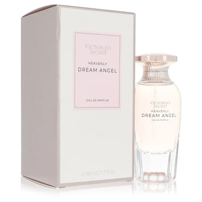 Victoria’s Secret Dream Angels Heavenly Perfume bottle — warm floral musky women’s Eau de Parfum with white jasmine, vanilla sandalwood, gold musk, freesia, lotus, creamy sandalwood, and bourbon vanilla.