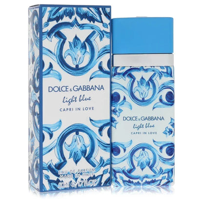 Light Blue Capri In Love Perfume bottle, floral spicy fragrance with jasmine tea, green apple, and longoza