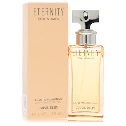 Calvin Klein Eternity for women perfume bottle and packaging on a white background