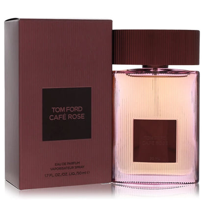 “Tom Ford Café Rose perfume bottle with Rose, Saffron, Coffee, and Amber notes”
